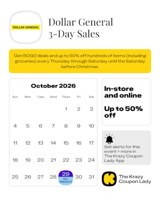 Dollar General Deal Days predicted start date in 2026