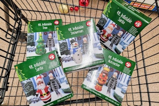 4-foot christmas inflatables in a cart