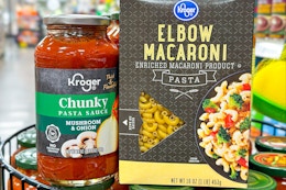 Stock the Pantry With Kroger Pasta or Pasta Sauce for Only $0.99 card image