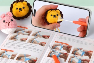 person following crochet instructions