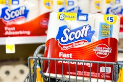 scott paper towels 6 roll pack in a walgreens cart