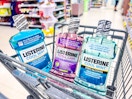 listerine mouthwash in a shopping cart