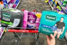 poise and depends products in a cvs shopping cart