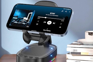 a phone stand on a table