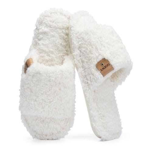 Women's Fuzzy Open Toe Slippers