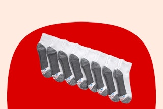 Hanes Men's Ankle Socks on red background