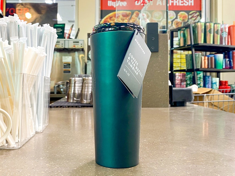 green starbucks 16 ounce coffee ad tea refill tumbler