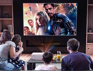 a family watching a movie