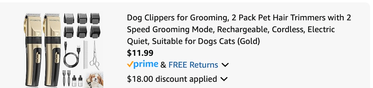 Grooming clippers Amazon receipt