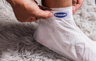 a foot mask on a foot