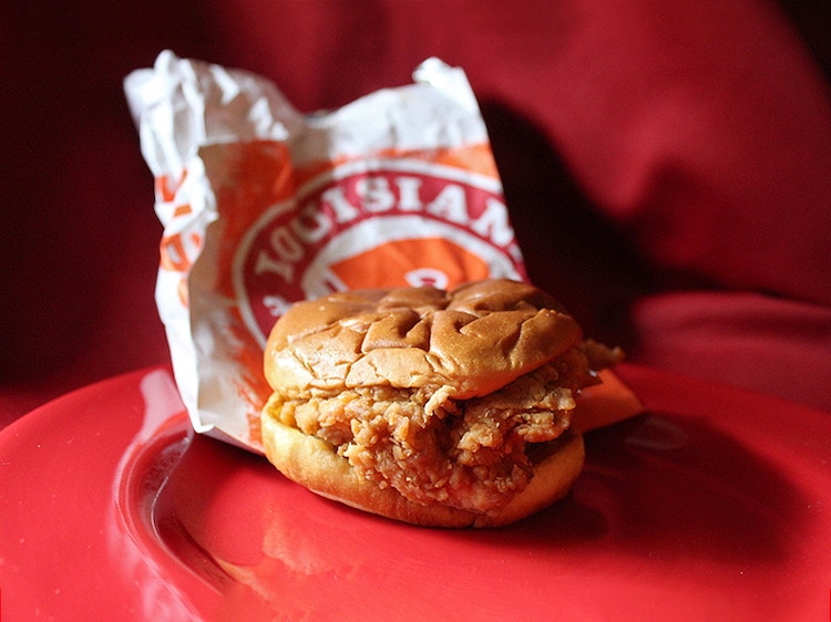 popeyes chicken sandwich and wrapper