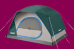 coleman tent on a dark pink background