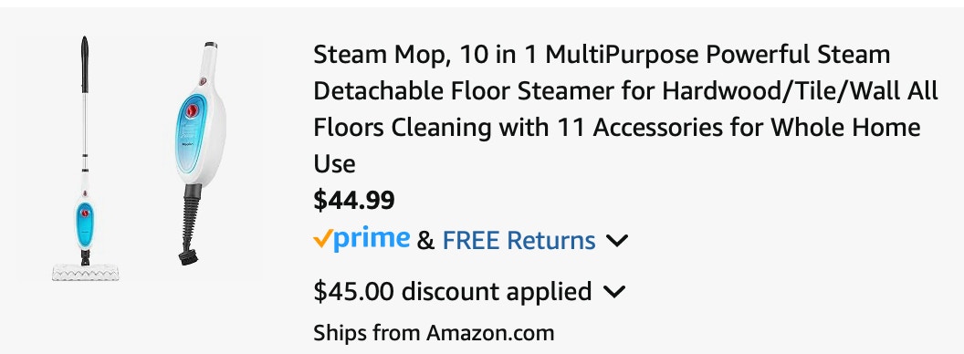 steam mop Amazon receipt