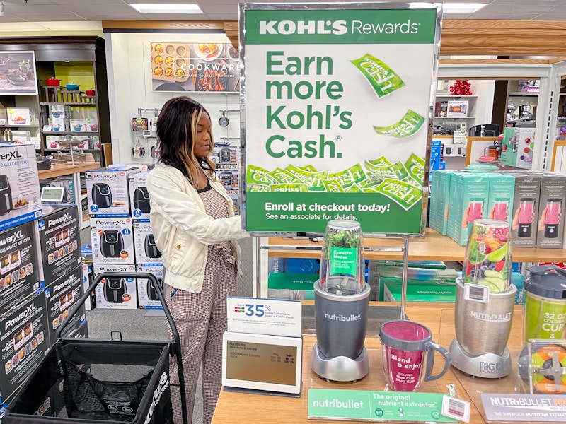 Kohl's cash sign next to magic bullet kitchen appliances at Kohl's