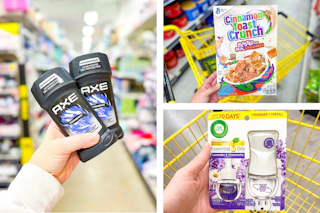 dollar general axe, general mills, air wick 3-photo collage
