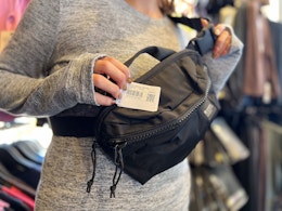 model holding belt bag