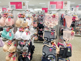 a display of maidenform bras next to a display of maidenform underwear in the intimates section at kohl's