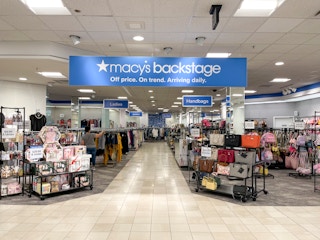 the entrance to Macy's Backstage inside a Macy's department store