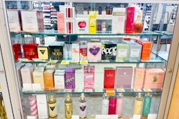 perfume display at Walgreens