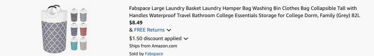 laundry hamper bag Amazon receipt