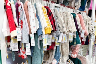 baby apparel clearance on a target rack