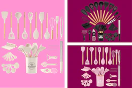 3 astercook silicone cooking utensil sets side by side