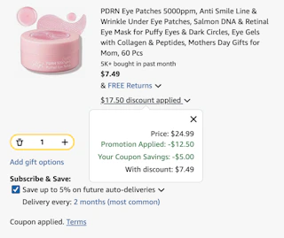 under-eye patches Amazon receipt