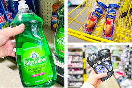 dollar general palmolive, axe, planters 3-photo collage