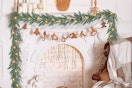 string of garland over fireplace