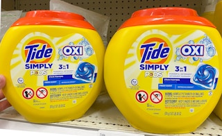 tide simply pods on a shelf