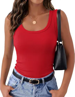 Women's Square Neck Ribbed Tank Top