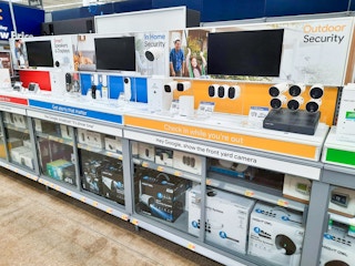 Security camera products on display at Walmart