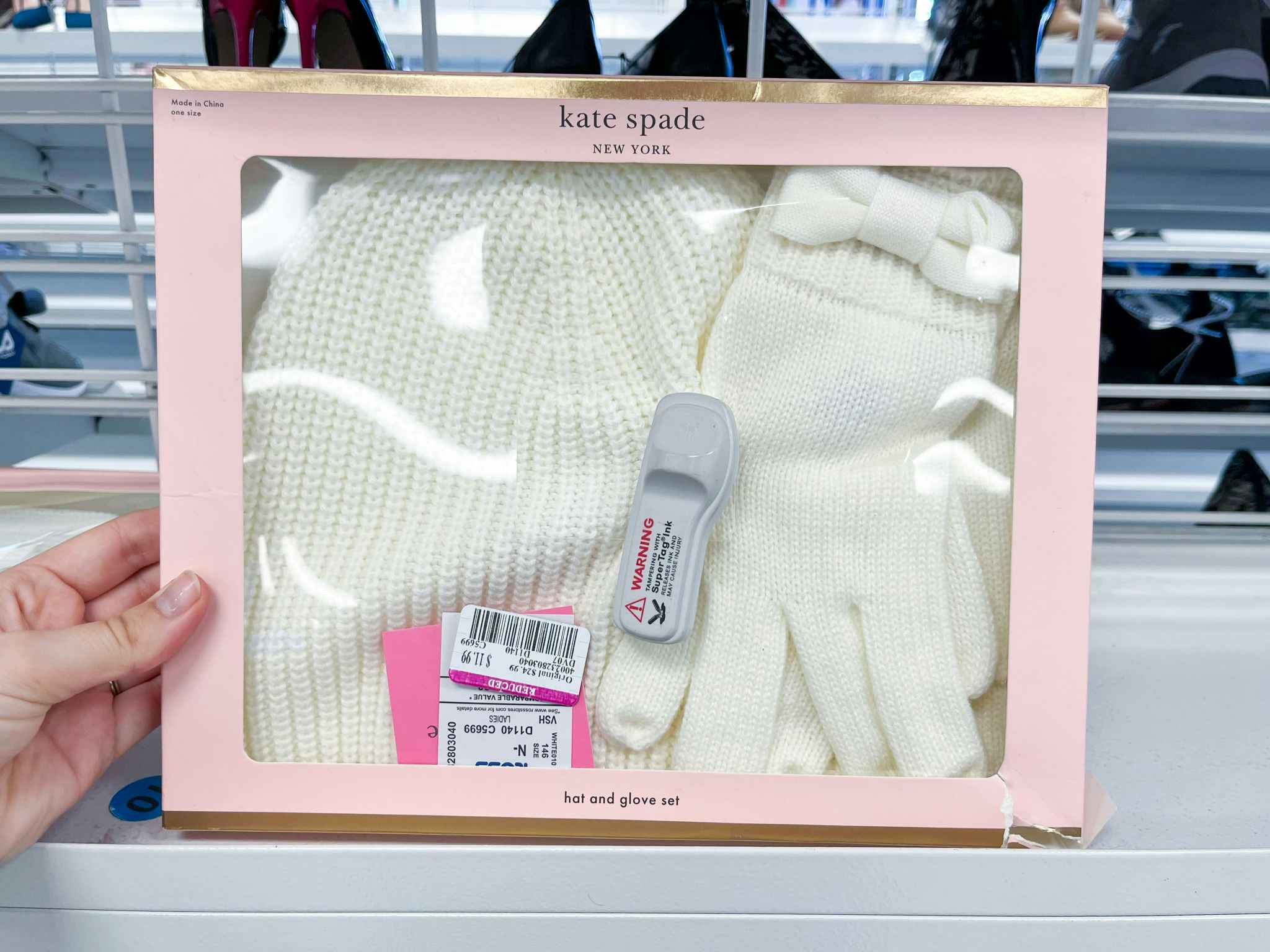 a kate spade hat and glove set on sale for $11.99 during the Ross clearance event