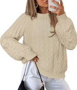 MEROKEETY Women's Cable Knit Sweater