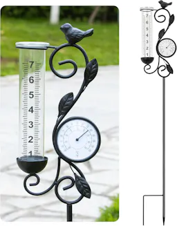 Bird Rain Gauge & Thermometer Stake