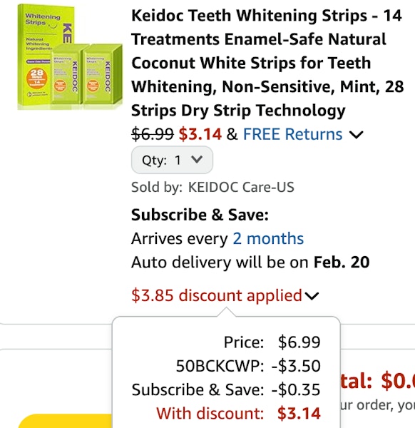 Teeth Whitening Strips cart