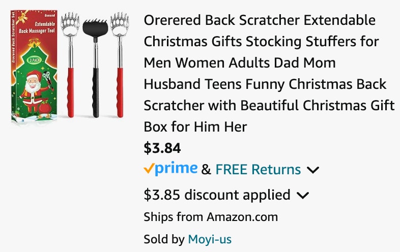 a pack of back scratchers ending in $3.84