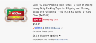 Duck HD Clear tape Amazon receipt