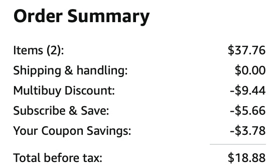 2 Biotrue Eye Drops 30-Packs Amazon Promo Receipt