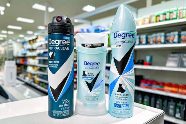 Degree Deodorants and Dry Sprays, Under $0.50 Each at CVS card image