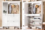2 Lifestyle images of the Haper & Bright Shoe Cabinet (one with doors closes/one with doors opened)