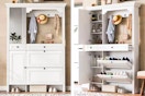 2 Lifestyle images of the Haper & Bright Shoe Cabinet (one with doors closes/one with doors opened)
