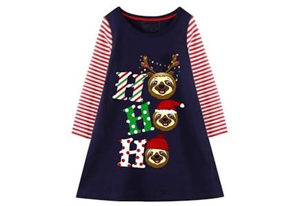 Kids' Sloth Christmas Dress