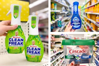 dollar general mr. clean, dawn, and cascade 3-photo collage