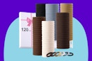 LuSeren 120 Pcs No Damage Hair Ties for Thick Hair on a blue background.