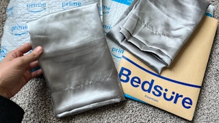 Bedsure satin pillowcase near packaging