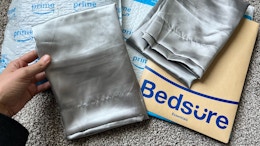 Bedsure satin pillowcase near packaging