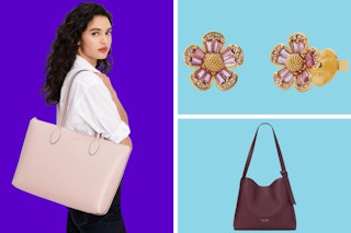 collage of kate spade bags and earrings