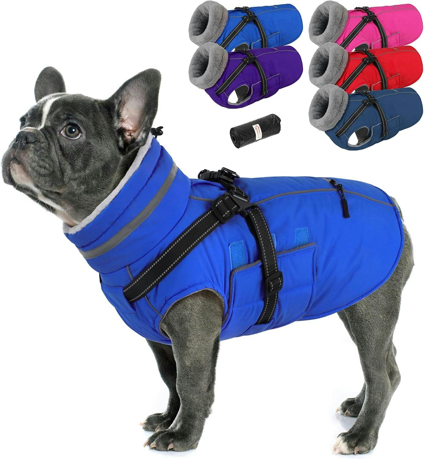 Dog Coat with Built-in Harness