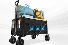 a collapsible wagon full of items